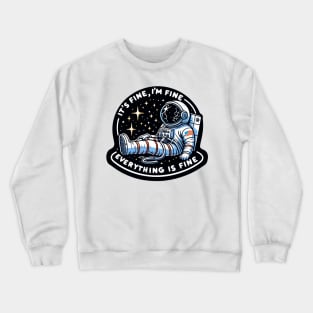 Chill Astronaut Motif: "Cosmic Composure" - It's Fine, I'm Fine Everything Is Fine Crewneck Sweatshirt